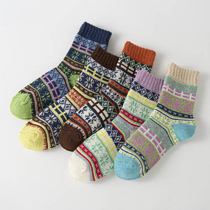 Thick Ethnic Style Quarter Socks(5 Pairs) - Multicolor A - EU36-40(US3-7) - image 7