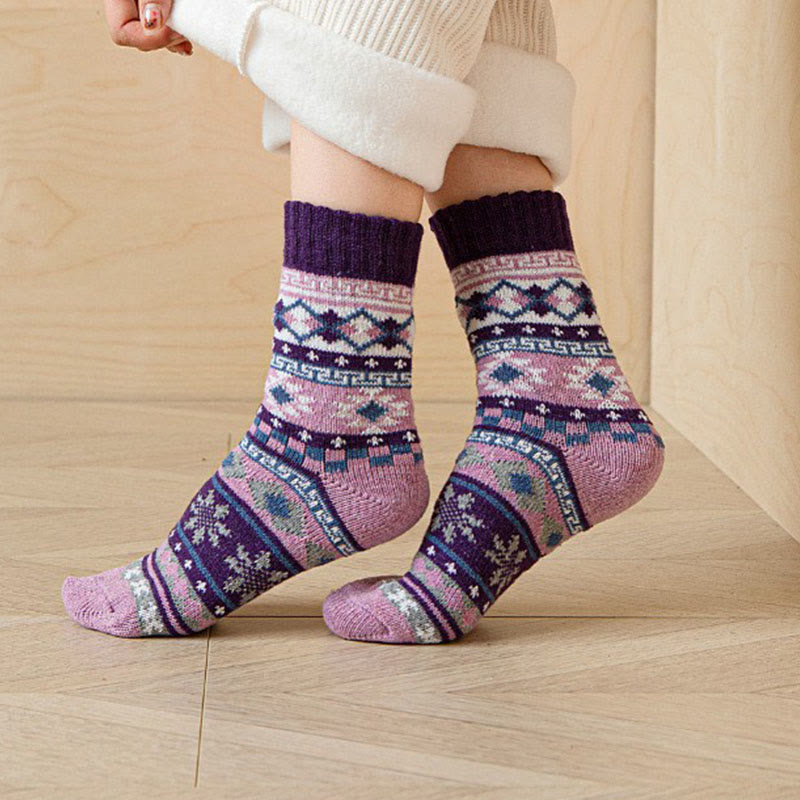 Thick Ethnic Style Quarter Socks(5 Pairs) - image 4