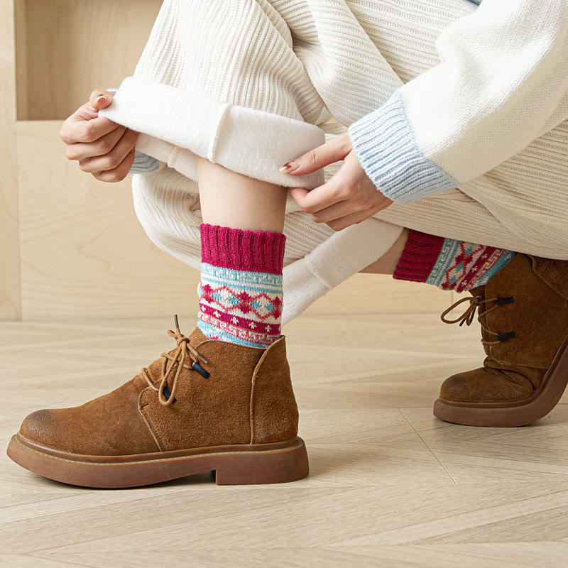 Thick Ethnic Style Quarter Socks(5 Pairs) - image 6