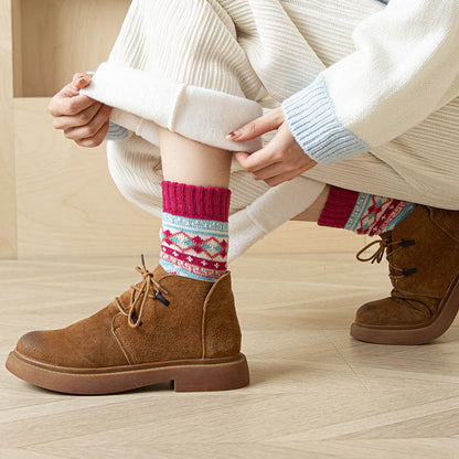 Thick Ethnic Style Quarter Socks(5 Pairs) - image 6