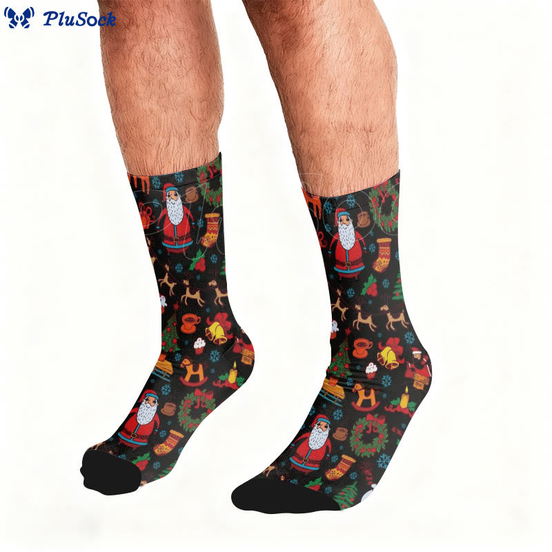 Santa Claus Elk Quarter Socks - image 0