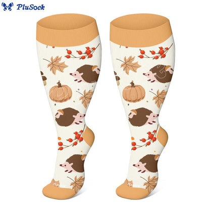 Plus Size Autumn Hedgehog Compression Socks(3 Pairs) - image 6