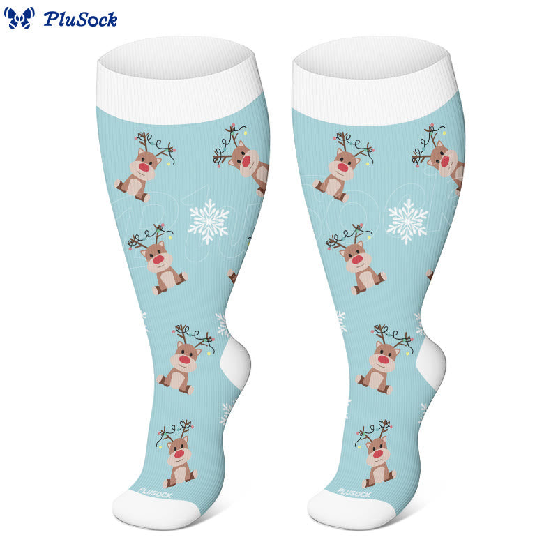 Plus Size Snowman Elk Gingerbread Man Compression Socks(3 Pairs) - image 3