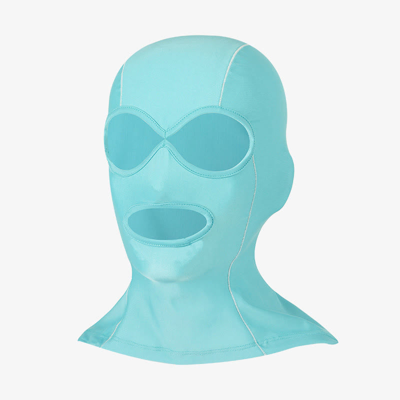Solid Color Ice Silk Sun Protection Facekini Mask - Blue - One Size - image 2