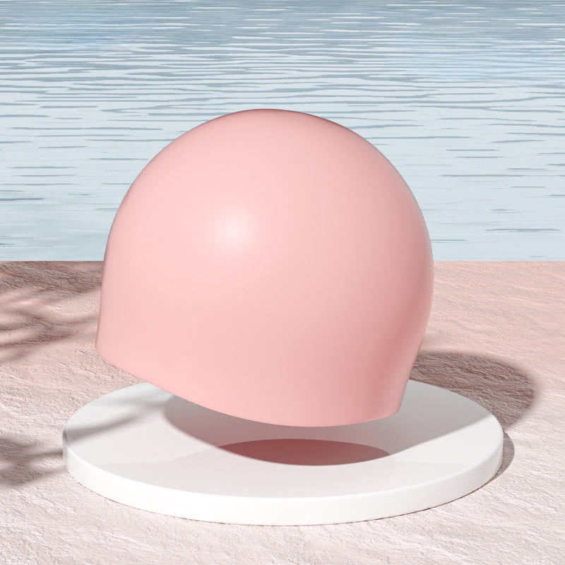 High Elasticity Solid Color Swim Cap - Pink - One Size - image 5
