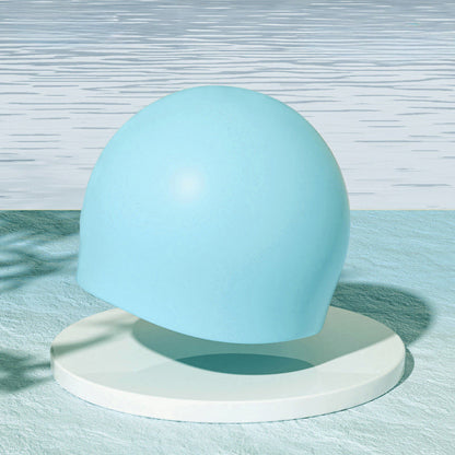 High Elasticity Solid Color Swim Cap - Blue - One Size - image 6