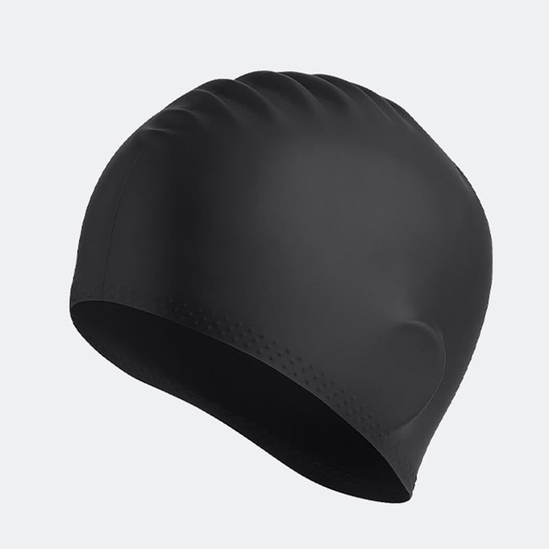 Solid Color Anti Slip Swim Cap - Black - One Size - image 3