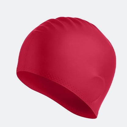Solid Color Anti Slip Swim Cap - Red - One Size - image 6