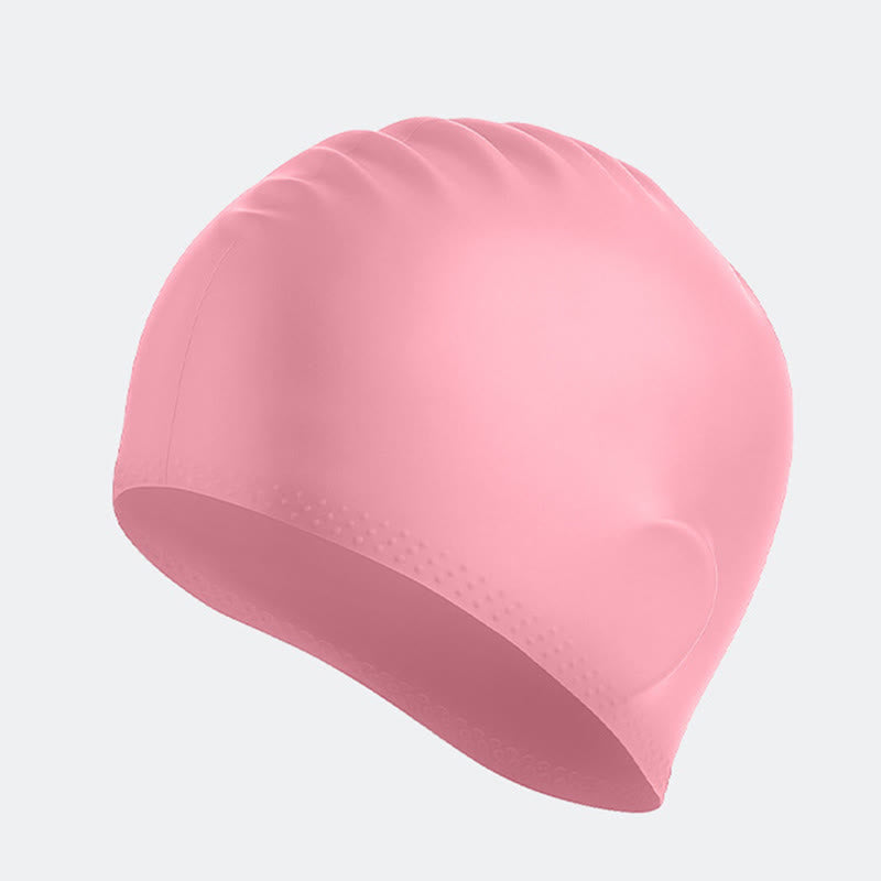 Solid Color Anti Slip Swim Cap - Pink - One Size - image 5
