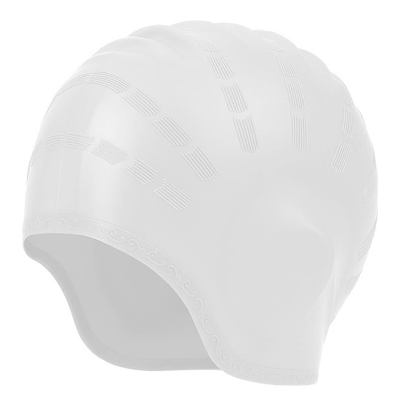 Widened Three Dimensional Swim Cap - White - One Size - image 4
