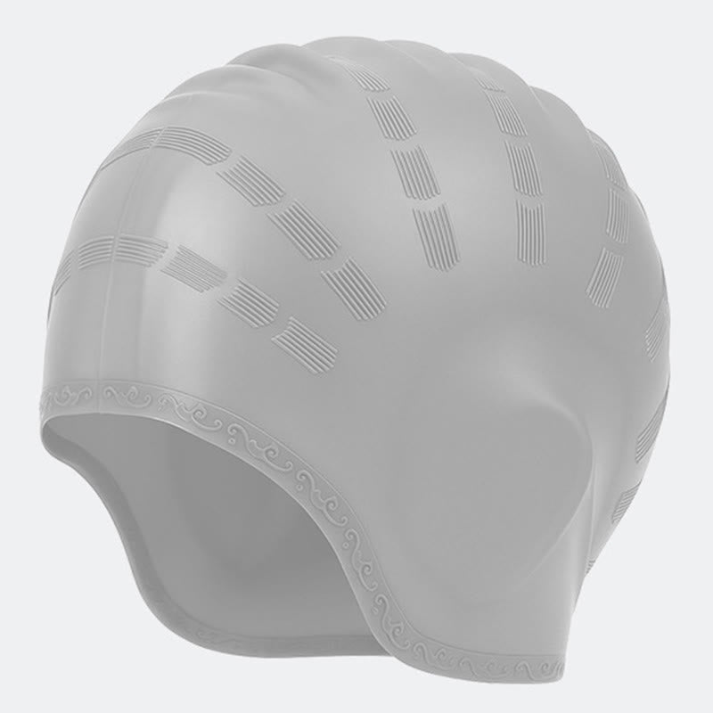 Widened Three Dimensional Swim Cap - Grey - One Size - image 5