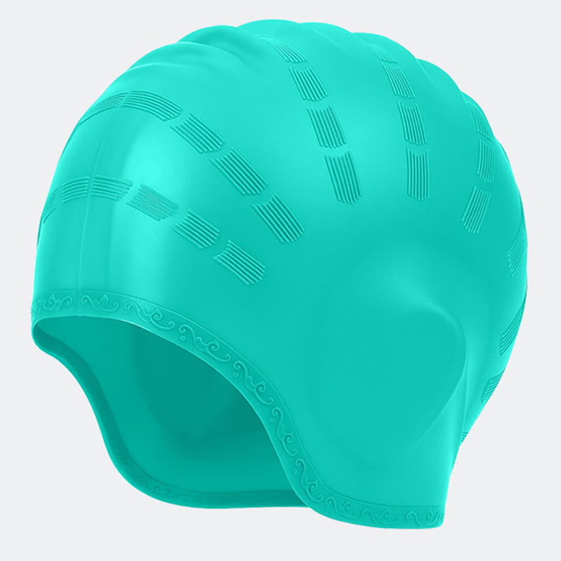 Widened Three Dimensional Swim Cap - Light Green - One Size - image 7