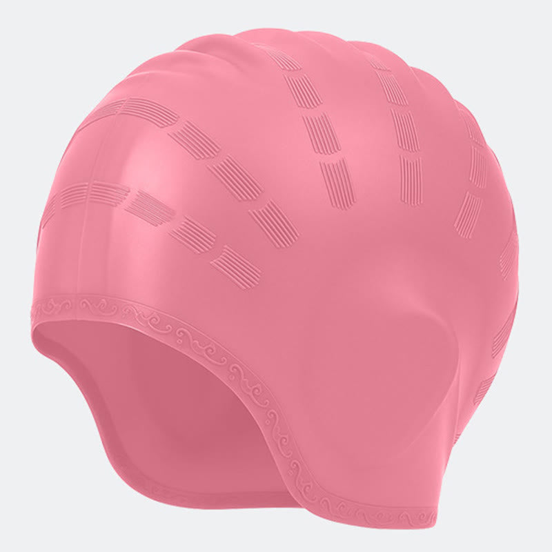Widened Three Dimensional Swim Cap - Pink - One Size - image 11