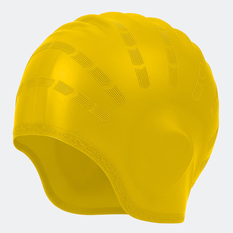 Widened Three Dimensional Swim Cap - Yellow - One Size - image 15