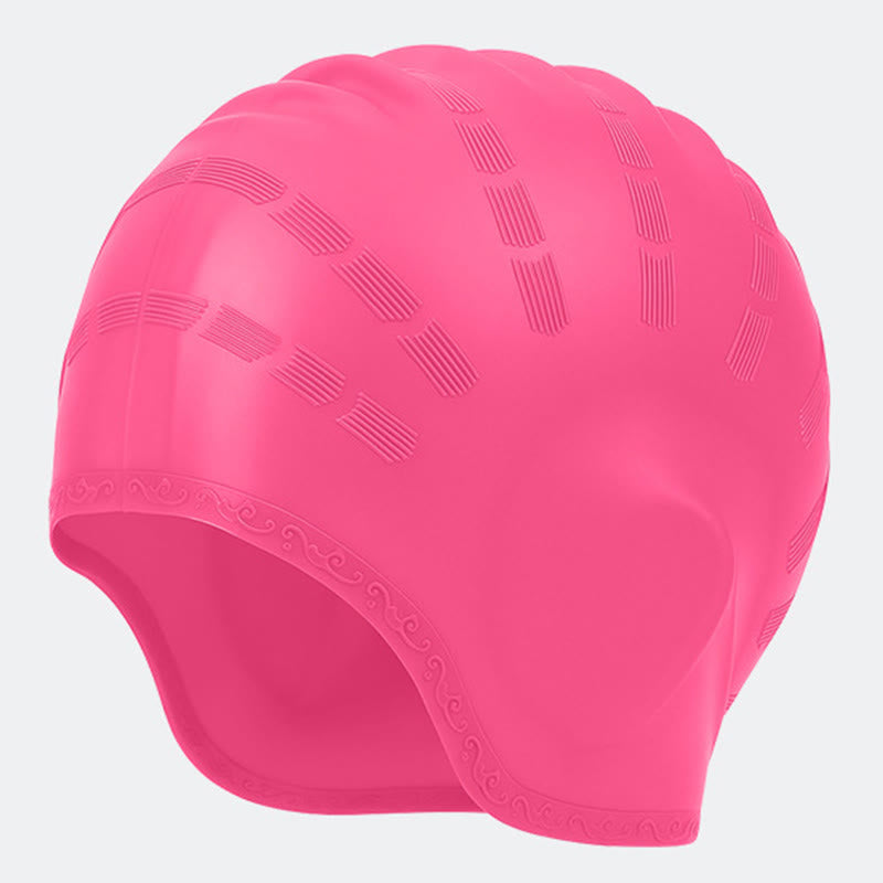 Widened Three Dimensional Swim Cap - Rose - One Size - image 10