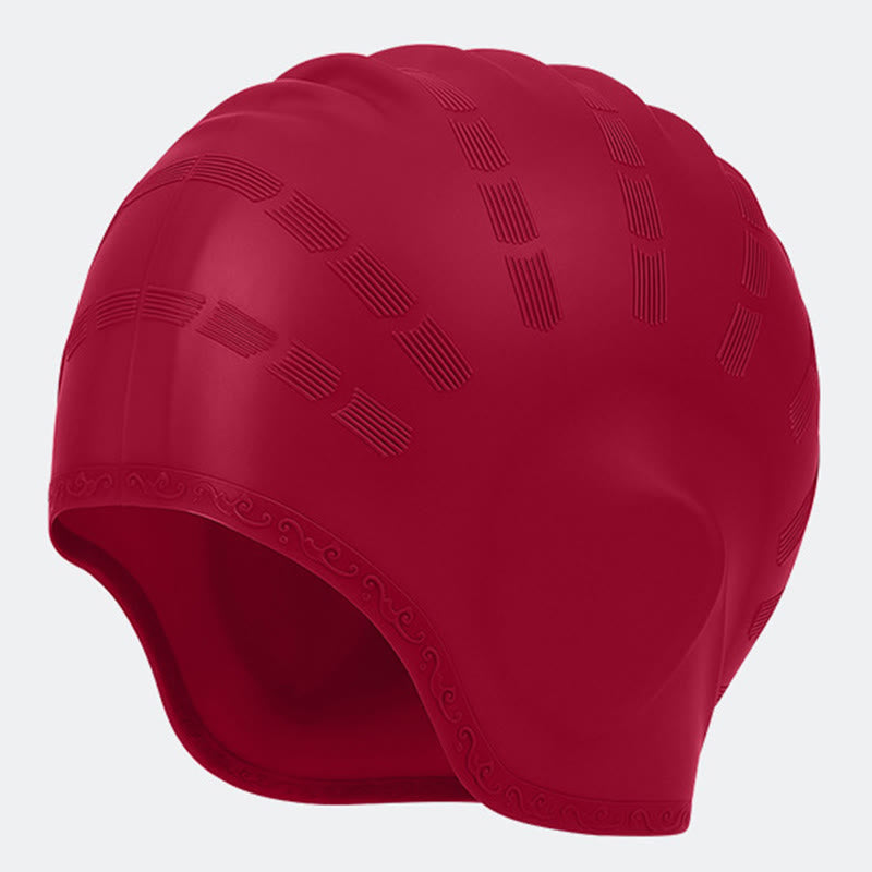 Widened Three Dimensional Swim Cap - Wine - One Size - image 14