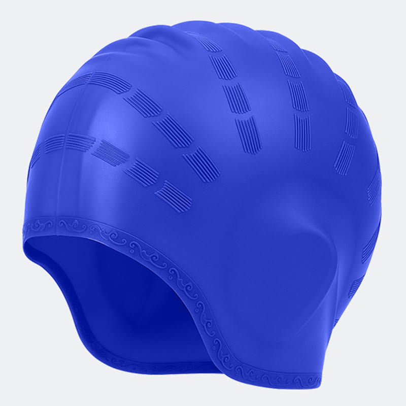 Widened Three Dimensional Swim Cap - Navy Blue - One Size - image 12