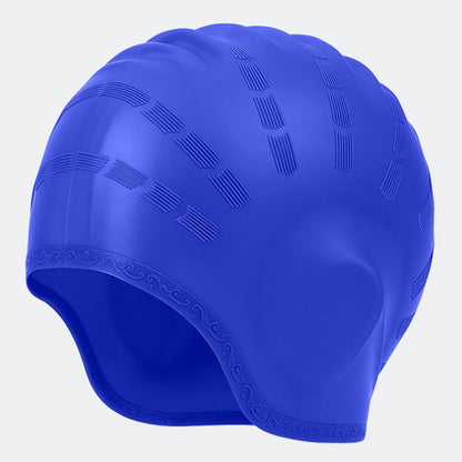 Widened Three Dimensional Swim Cap - Navy Blue - One Size - image 12