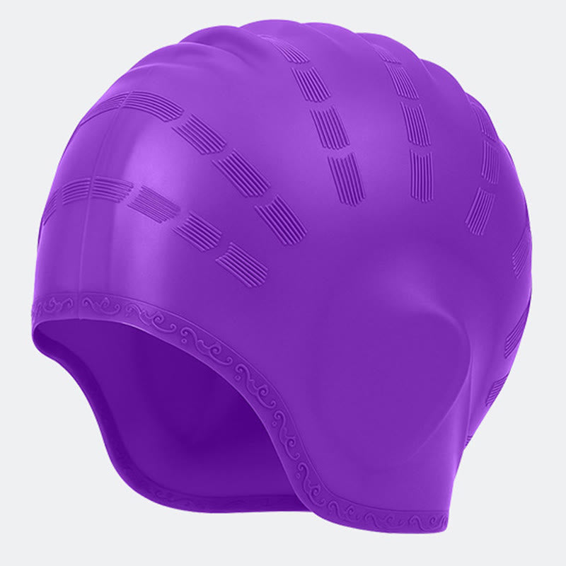 Widened Three Dimensional Swim Cap - Purple - One Size - image 13