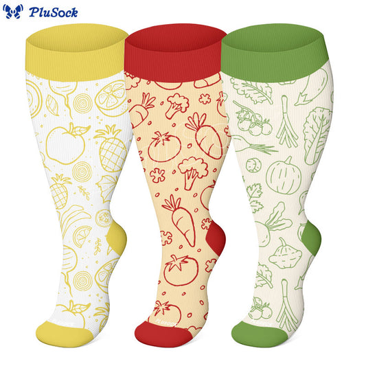 Plus Size Vegetable Series Compression Socks(3 Pairs) - image 0