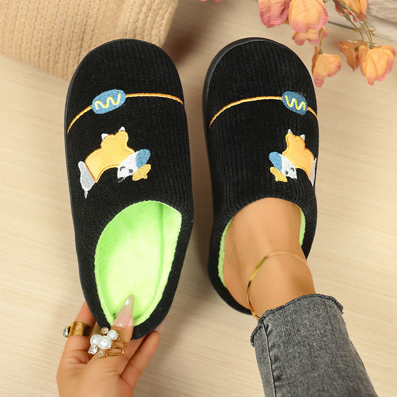 Plus Size Cute Cartoon Animals Slippers - Black - EU44-45(US10-11) - image 3