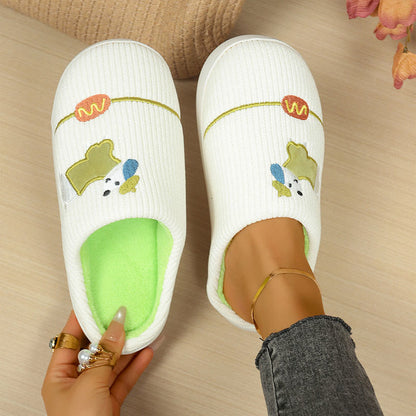 Plus Size Cute Cartoon Animals Slippers - White - EU44-45(US10-11) - image 1