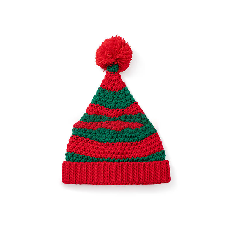 Green Stripes Red Christmas Beanie - D - One Size - image 2