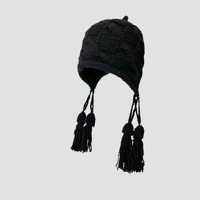 Fashion Tassel Beanie - Black - One Size - image 5