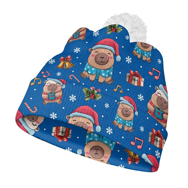 Gingerbread Man Christmas Tree Beanie - Blue - One Size - image 1