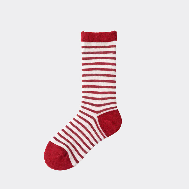 Retro Stripes Quarter Socks(5 Pairs) - Red - EU36-43(US3-9) - image 5
