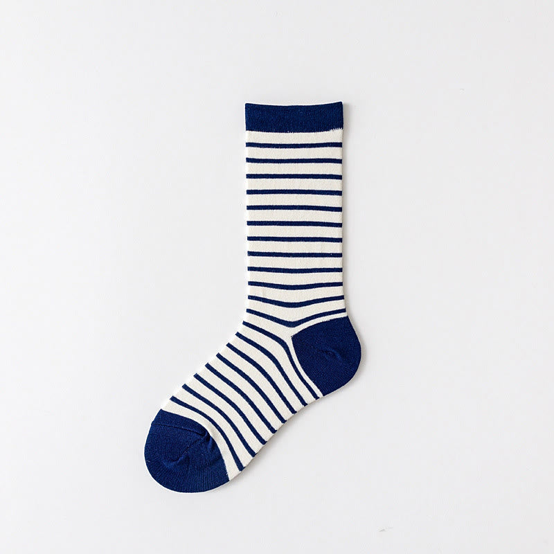 Retro Stripes Quarter Socks(5 Pairs) - Navy Blue - EU36-43(US3-9) - image 7