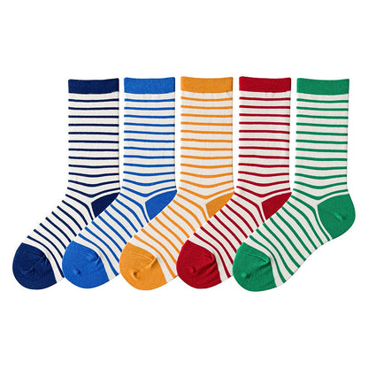 Retro Stripes Quarter Socks(5 Pairs) - Multicolor - EU36-43(US3-9) - image 10