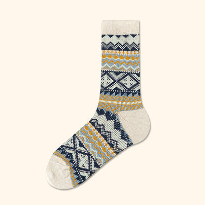 Diamond Stripes Quarter Socks(4 Pairs) - Beige - EU39-44(US6-10) - image 10