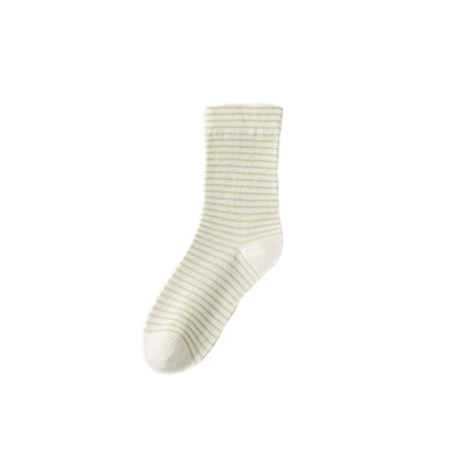 Plusock Pinstripe Cotton Quarter Socks(6 Pairs) - Green - EU36-40(US3-7) - image 10