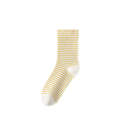 Plusock Pinstripe Cotton Quarter Socks(6 Pairs) - Yellow - EU36-40(US3-7) - image 15