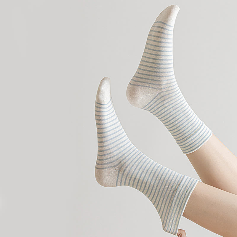 Plusock Pinstripe Cotton Quarter Socks(6 Pairs) - image 5