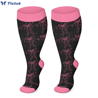 Plusock Plus Size Pink Bows Compression Socks(3 Pairs) - image 4