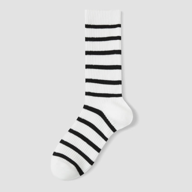 Color Block Striped Quarter Socks(4 Pairs) - White - EU36-40(US3-7) - image 9