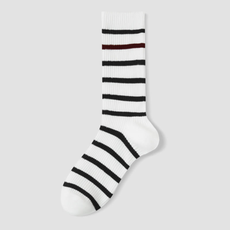 Color Block Striped Quarter Socks(4 Pairs) - Beige - EU36-40(US3-7) - image 11