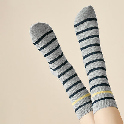Color Block Striped Quarter Socks(4 Pairs) - image 3