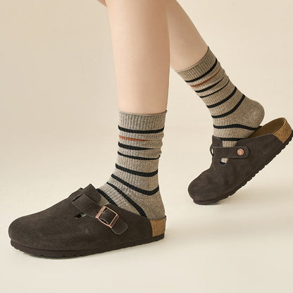 Color Block Striped Quarter Socks(4 Pairs) - image 6