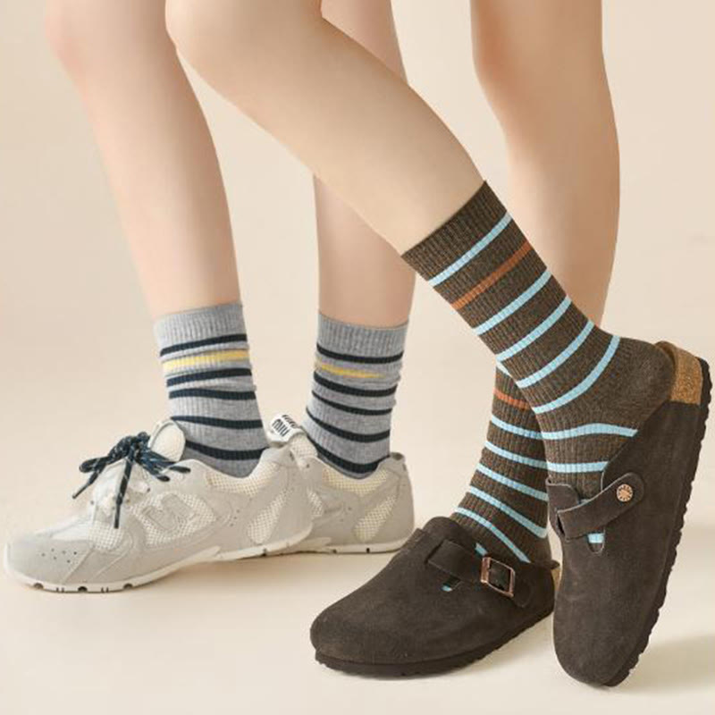 Color Block Striped Quarter Socks(4 Pairs) - image 8