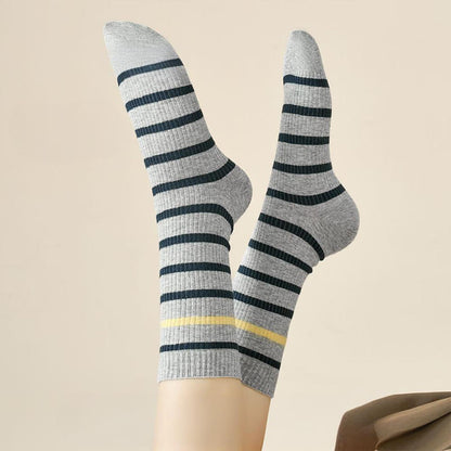 Color Block Striped Quarter Socks(4 Pairs) - image 4