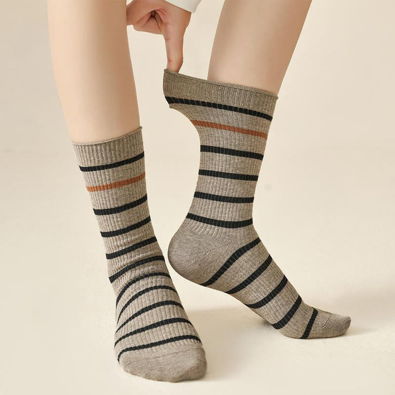 Color Block Striped Quarter Socks(4 Pairs) - image 1