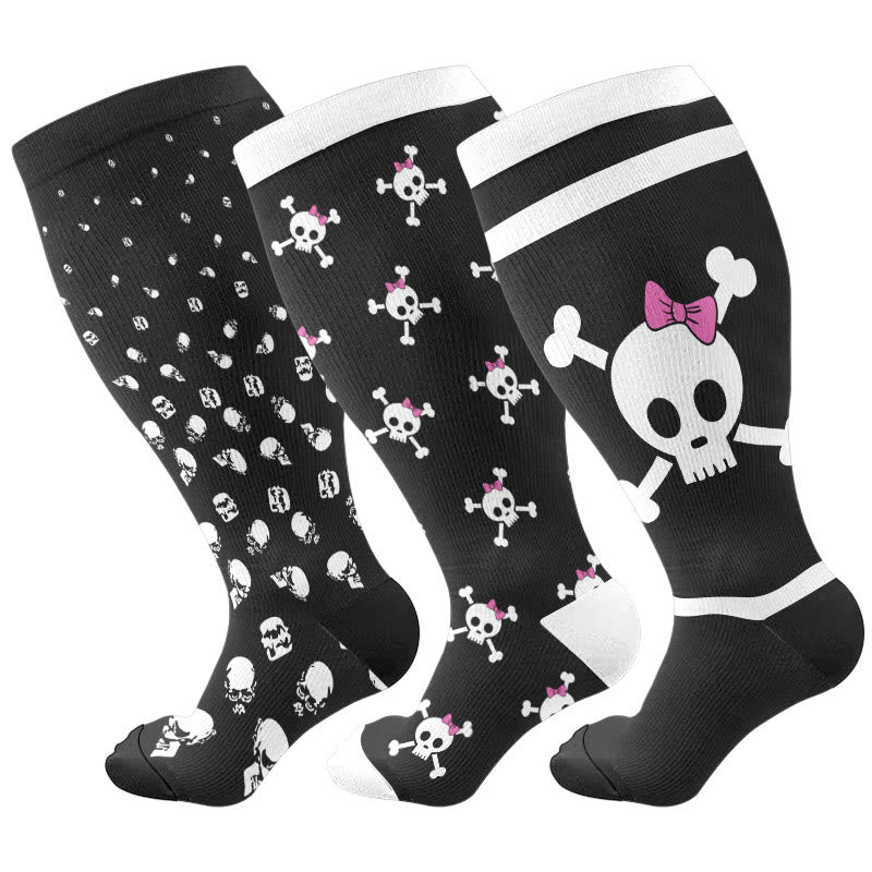 Plus Size Halloween Large Skull Print Compression Socks - image 10