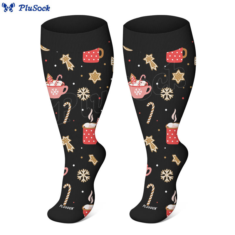 Plusock Plus Size Candy Canes Compression Socks(3 Pairs) - image 2