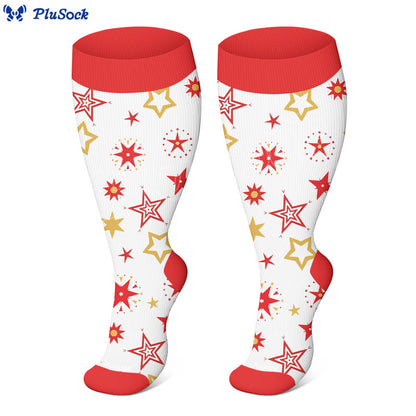 Plusock Plus Size Candy Canes Compression Socks(3 Pairs) - image 3