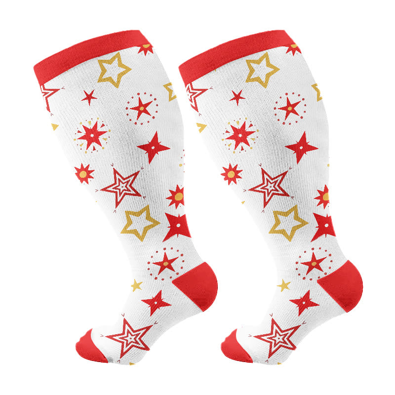 Plusock Plus Size Candy Canes Compression Socks(3 Pairs) - White(1 Pair) - 4XL - image 7