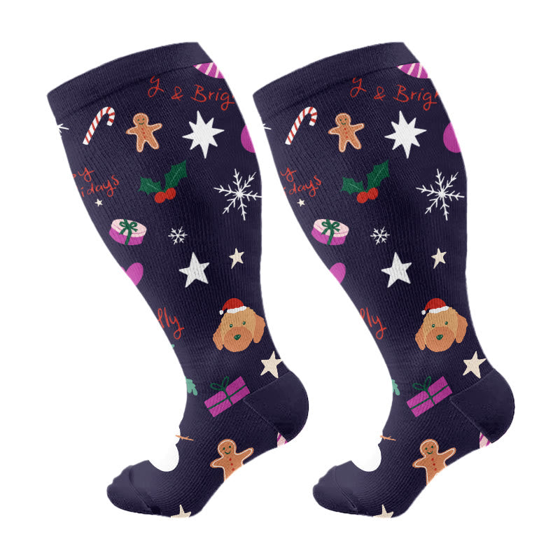 Plusock Plus Size Candy Canes Compression Socks(3 Pairs) - Navy Blue(1 Pair) - 4XL - image 6