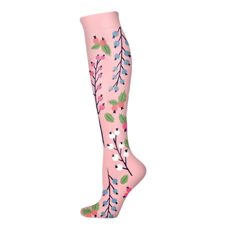 Blooming Flowers Series Compression Socks(6 Pairs) - Pink-A - S/M - image 6